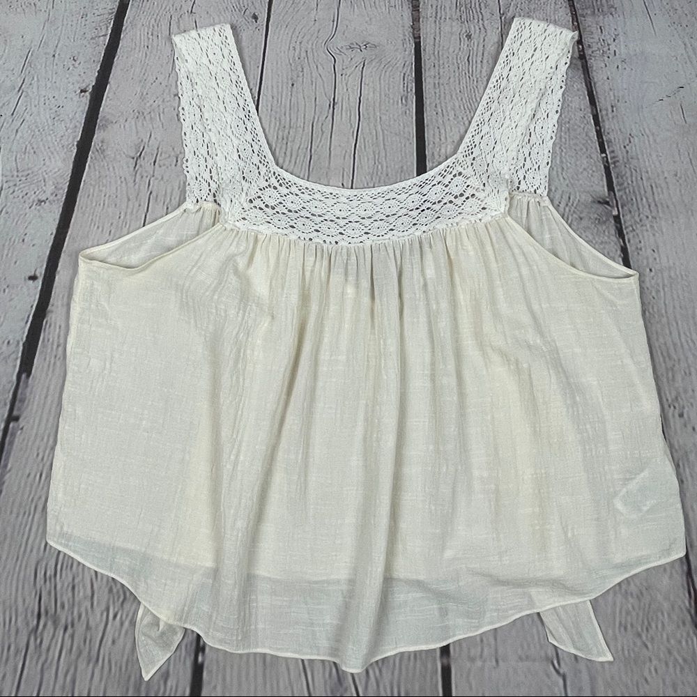 MADEWELL lightweight cotton blend beige crochet tie-back tank top, size XL - Picture 10 of 16